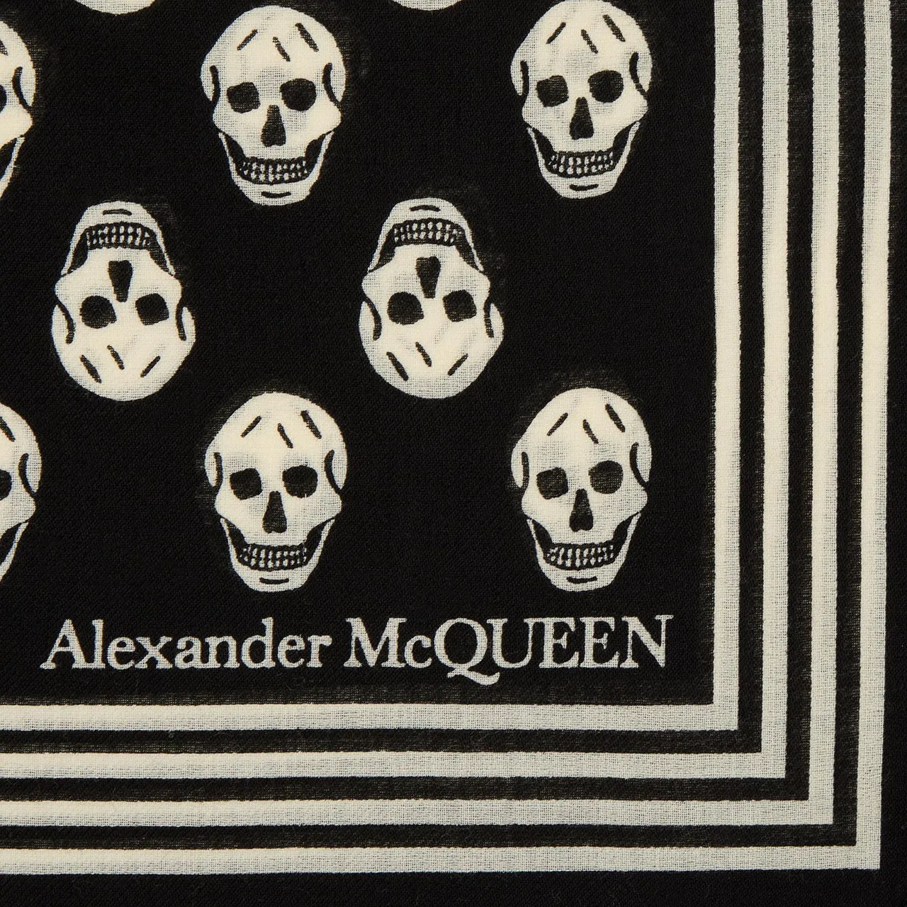 ALEXANDER MCQUEEN Lightweight Biker Wool Square Scarf - Black  Ivory