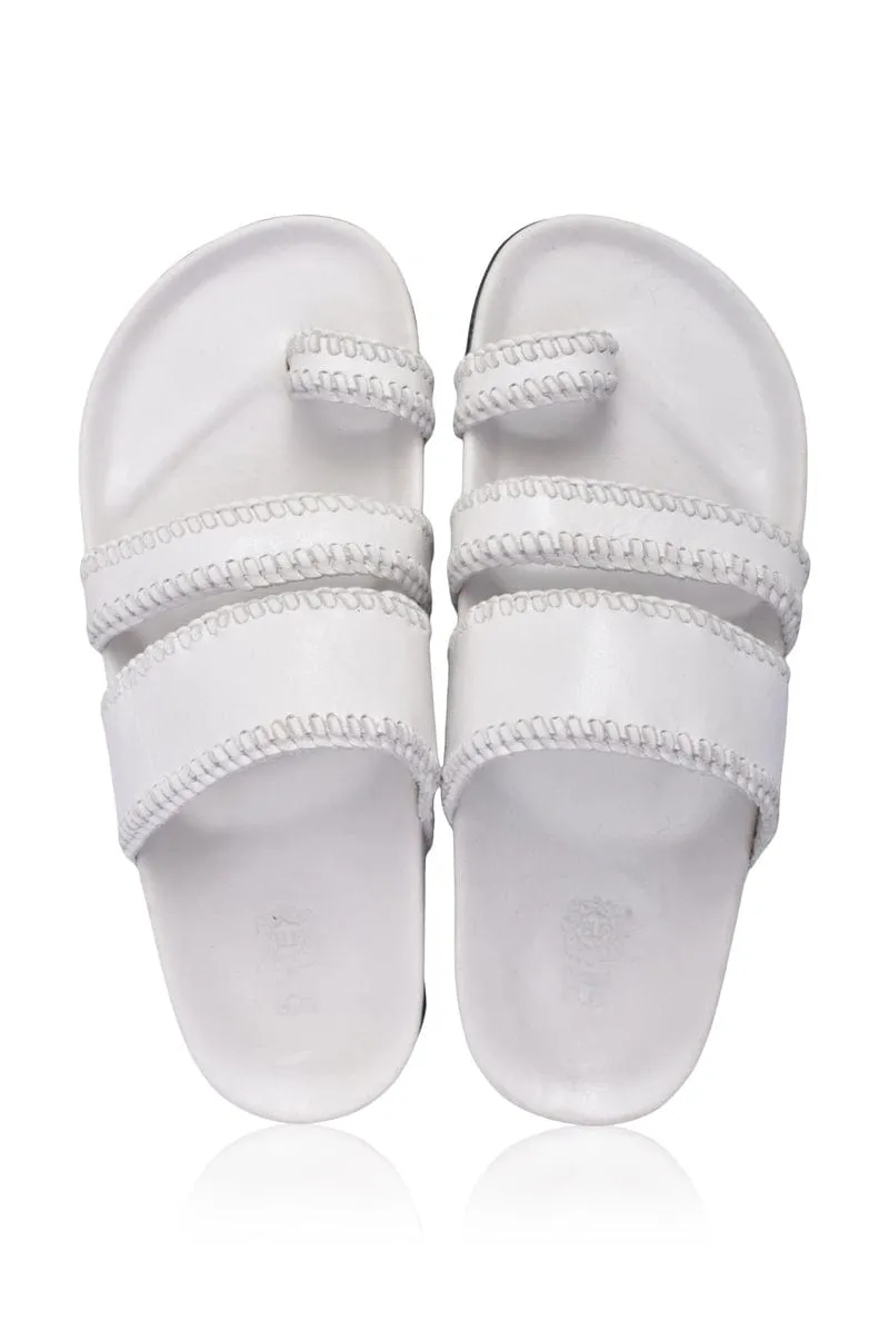 Amigo Leather Slides in Pure White