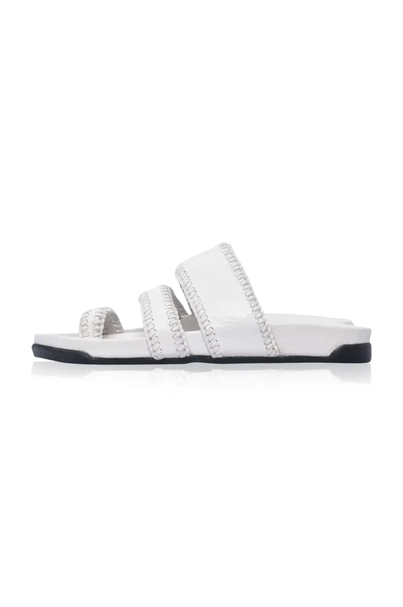 Amigo Leather Slides in Pure White