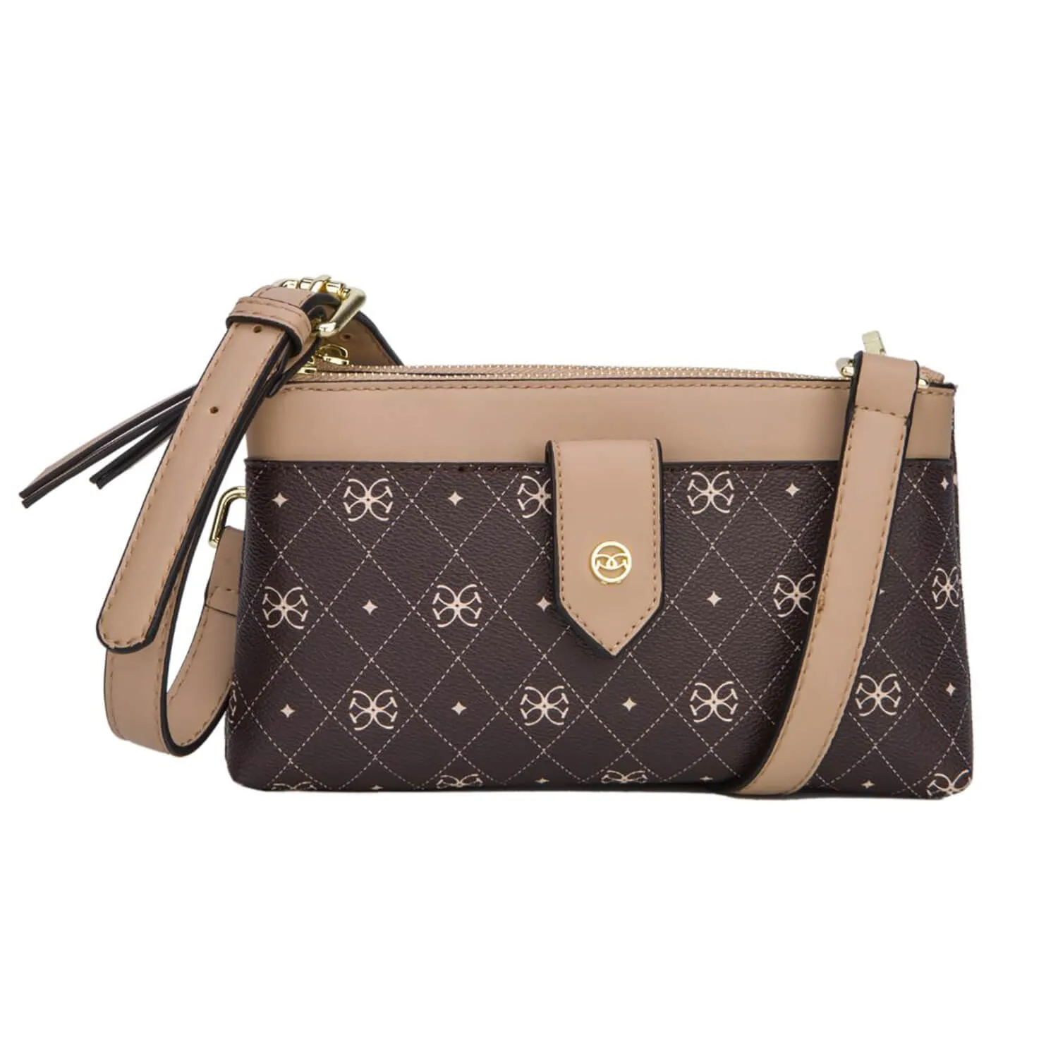 Aruba Monogram Crossbody Handbag - Brown