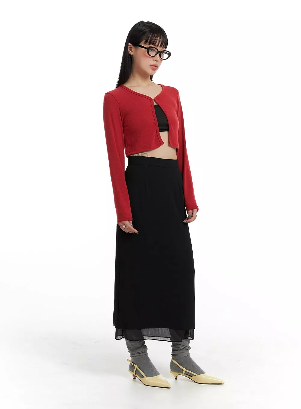 Basic Layered Maxi Skirt IF423