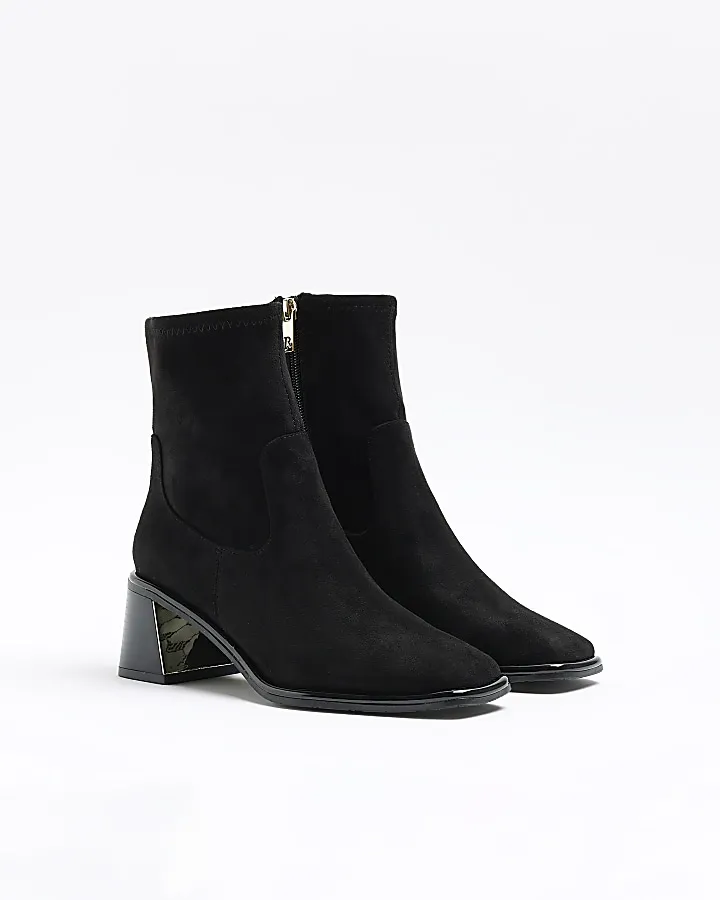 Black block heel ankle boots