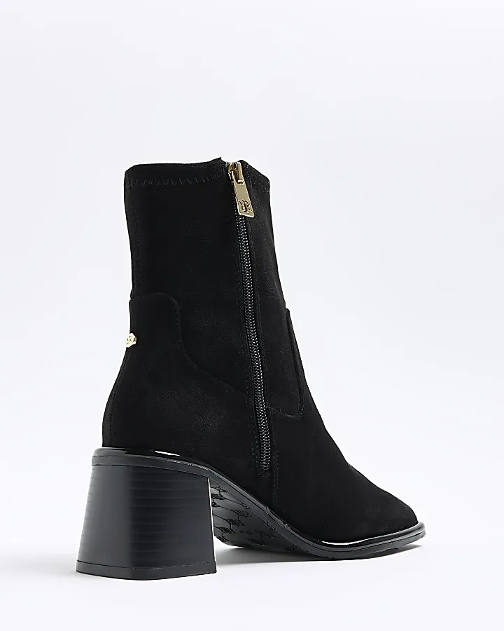 Black block heel ankle boots