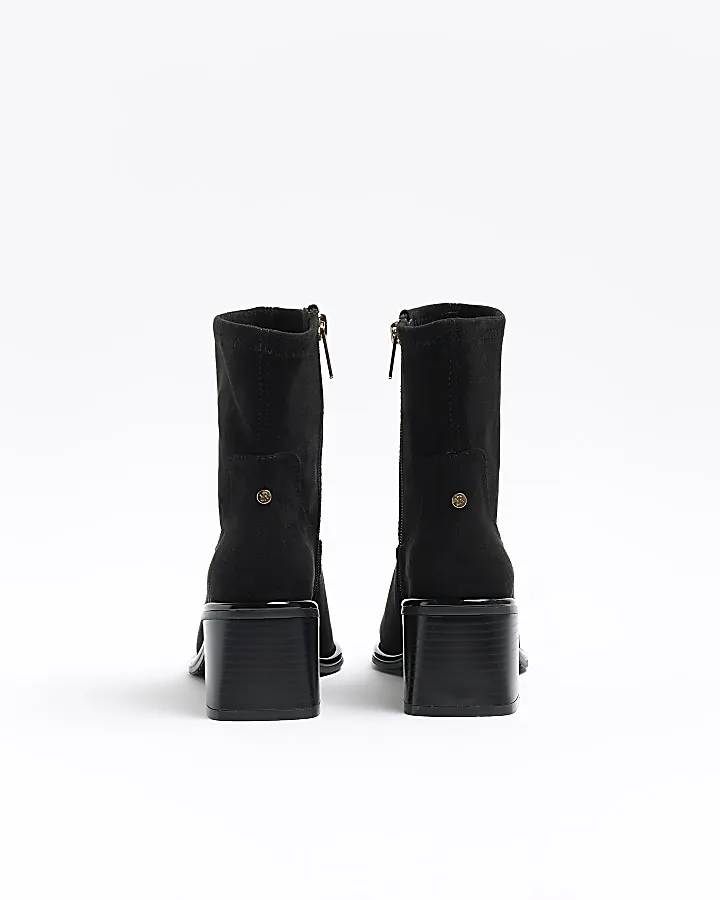 Black block heel ankle boots