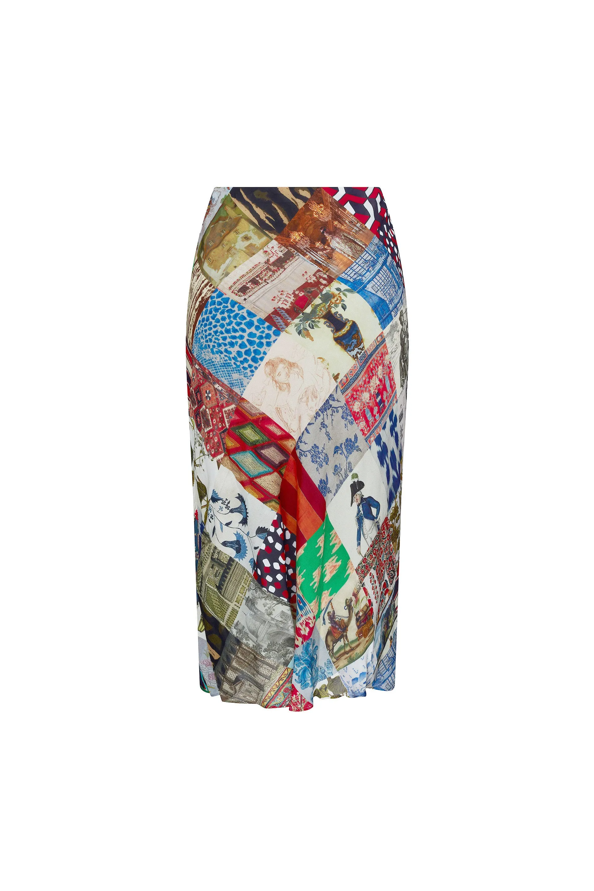 'BLOOMSBURY COLLAGE' BIAS SLIP SKIRT