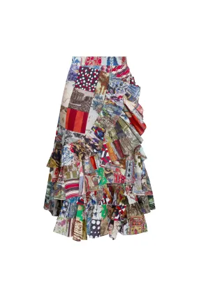 'BLOOMSBURY COLLAGE' SUMMER RUFFLED SKIRT