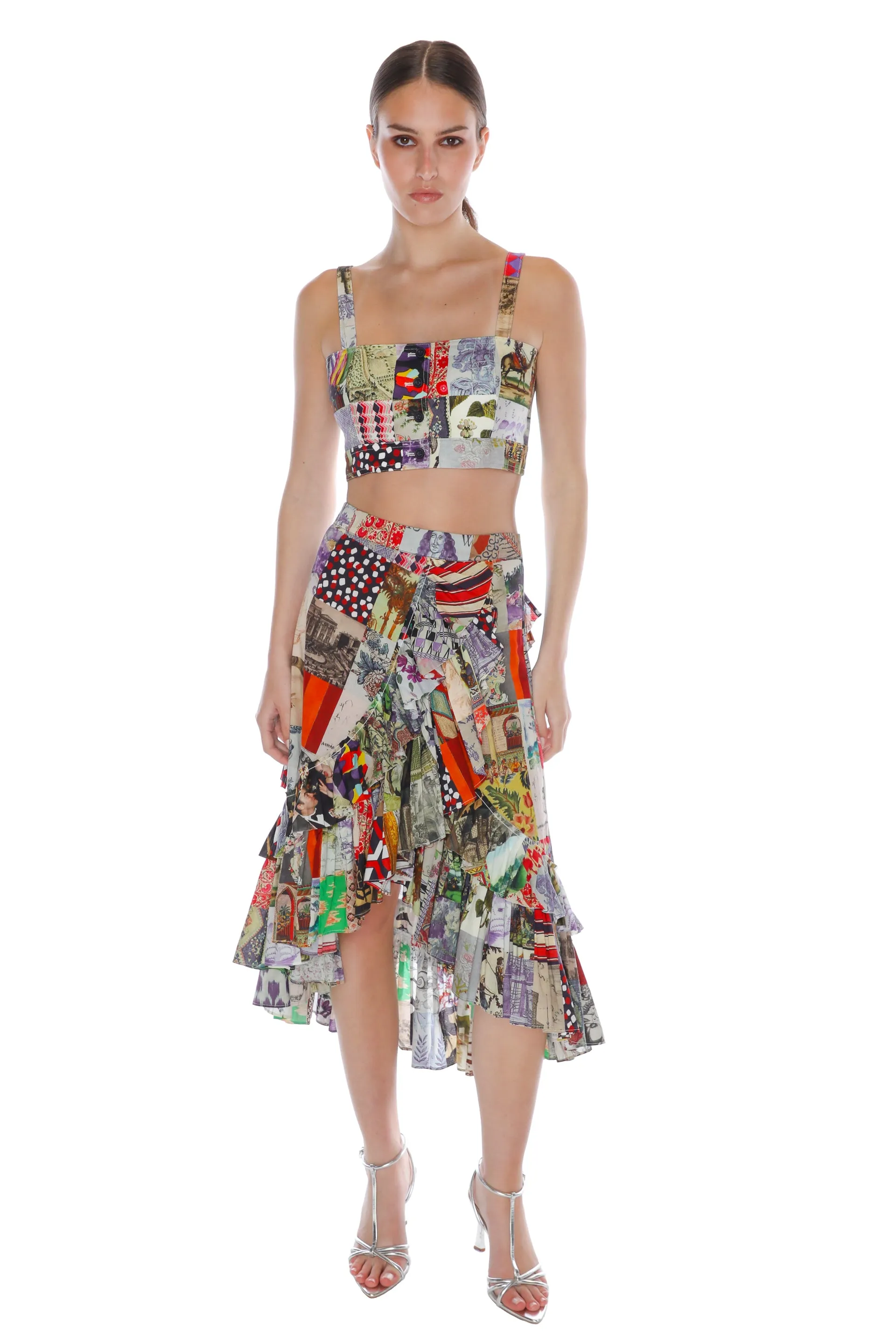 'BLOOMSBURY COLLAGE' SUMMER RUFFLED SKIRT