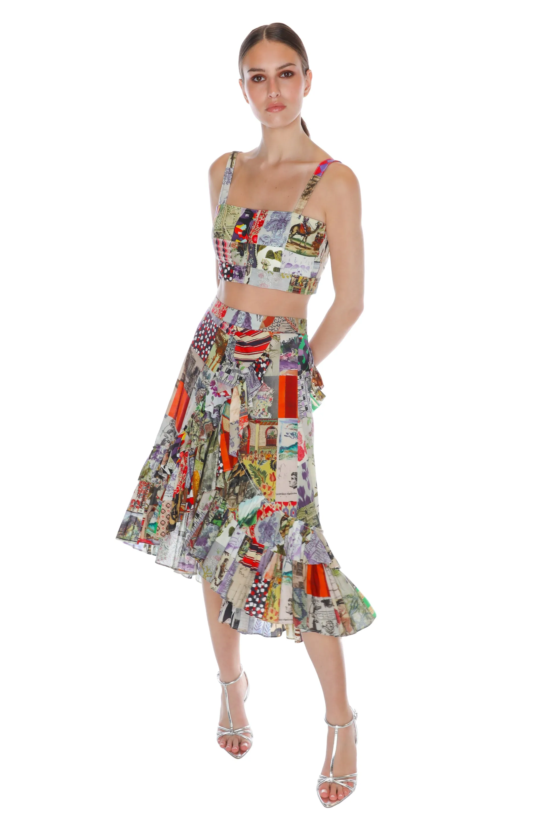 'BLOOMSBURY COLLAGE' SUMMER RUFFLED SKIRT