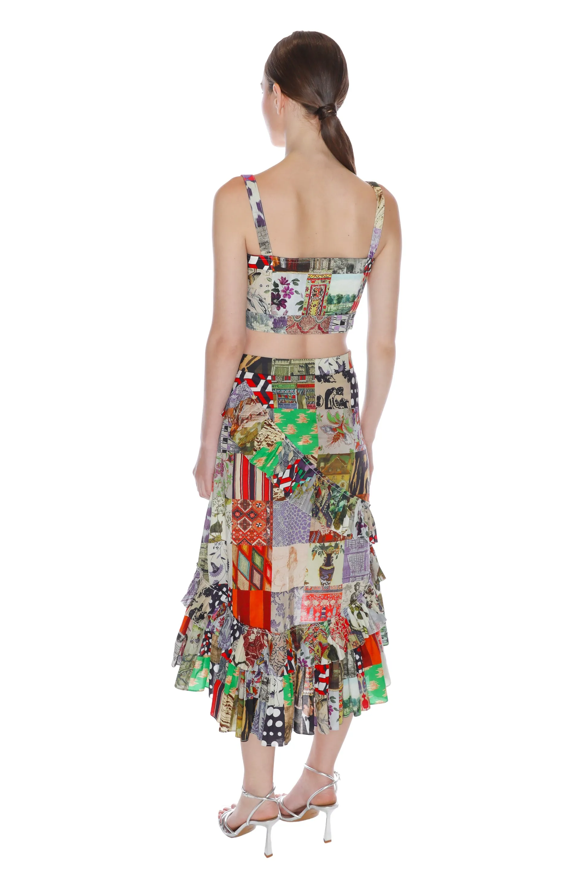 'BLOOMSBURY COLLAGE' SUMMER RUFFLED SKIRT