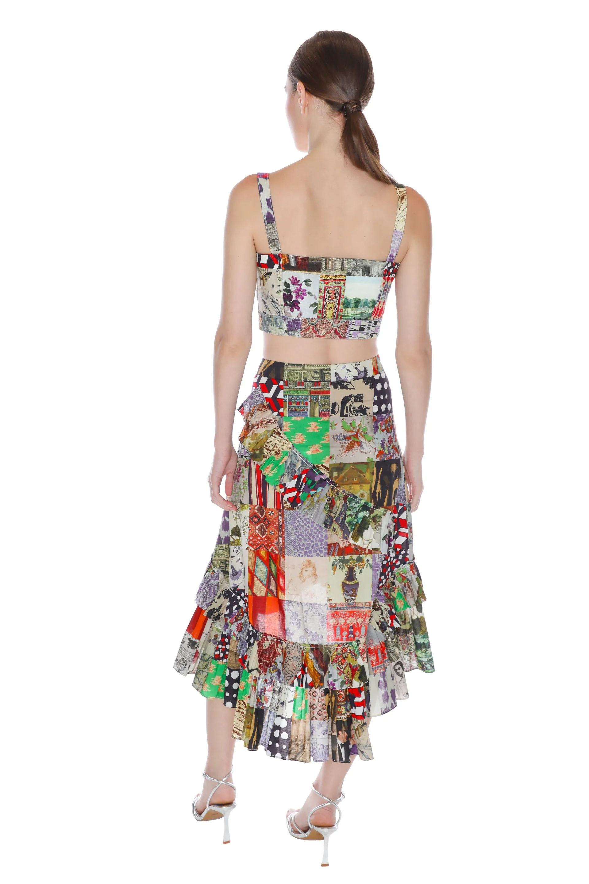 'BLOOMSBURY COLLAGE' SUMMER RUFFLED SKIRT