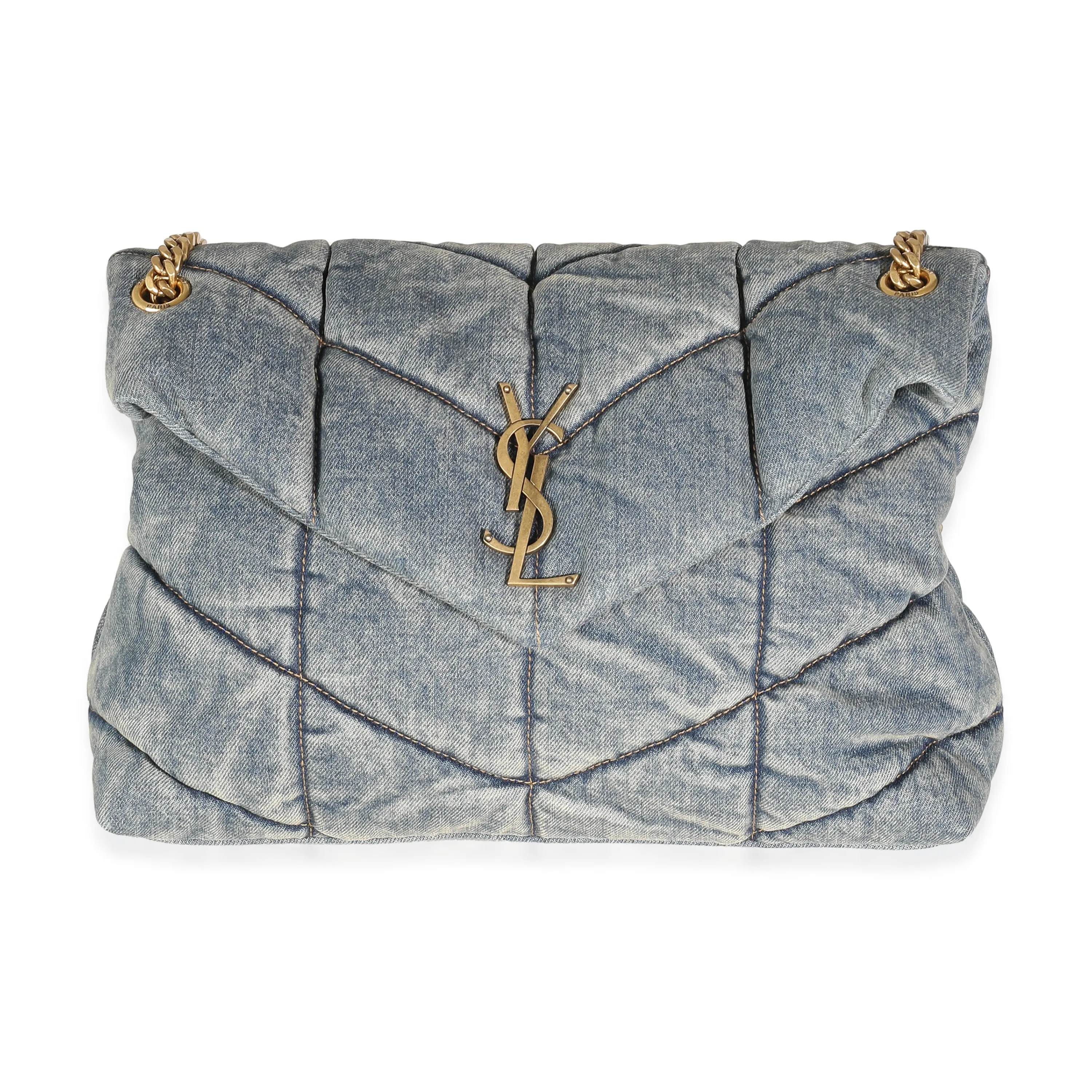 Blue Denim Medium Puffer Bag