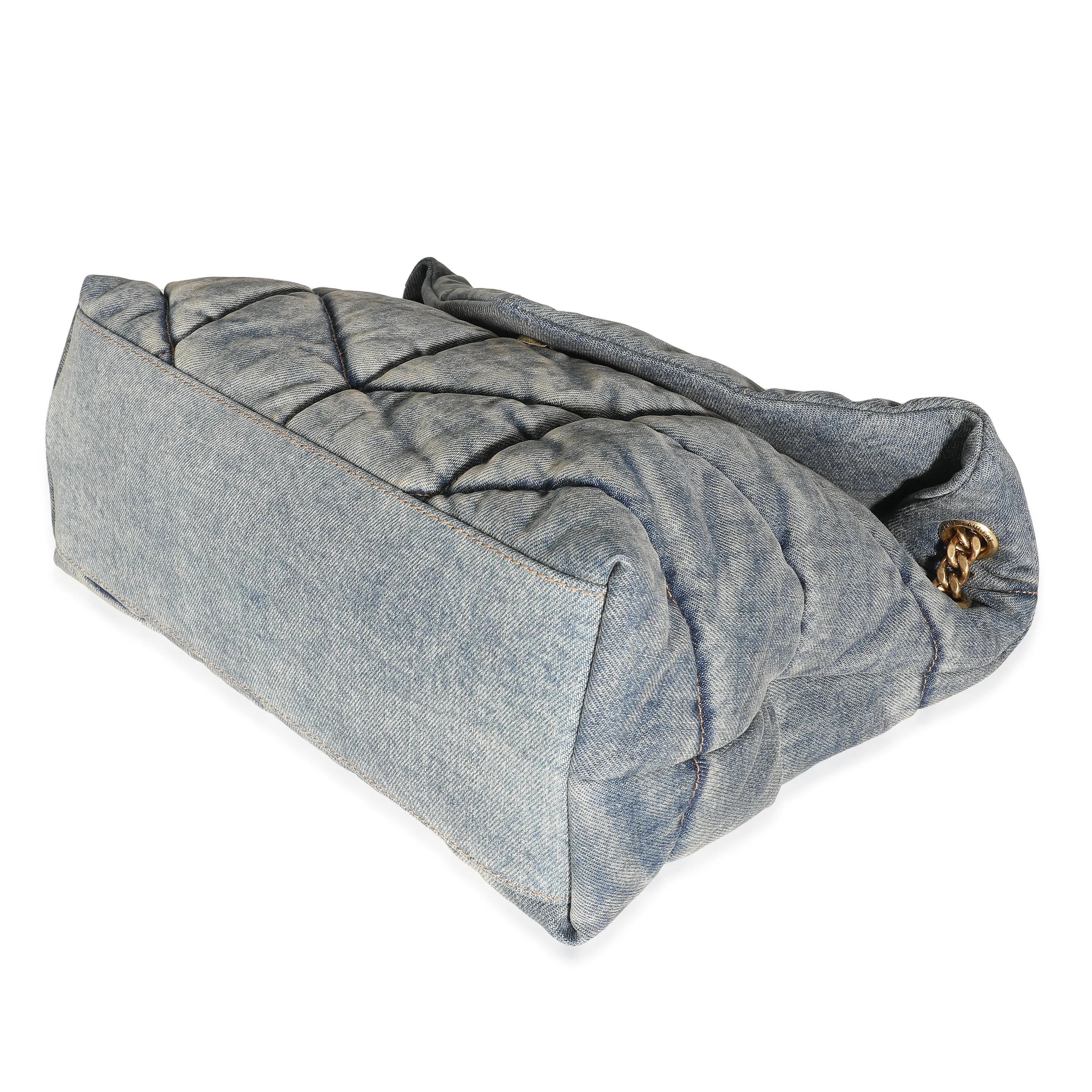 Blue Denim Medium Puffer Bag