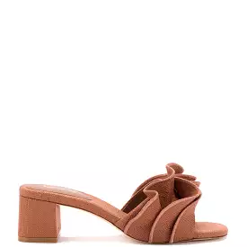 Brigitte Ruffle Mule In Caramel Raffia