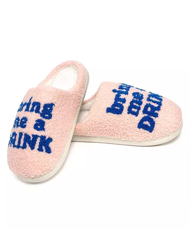 Bring Me A Drink Slippers - Light Pink/Blue