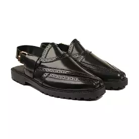 BROOKLYN - BLACK BOX LEATHER HIGH SHINE SANDAL