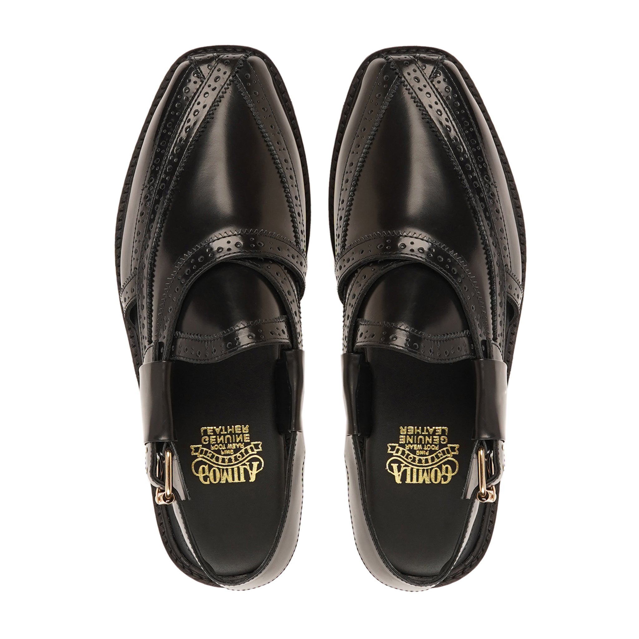 BROOKLYN - BLACK BOX LEATHER HIGH SHINE SANDAL