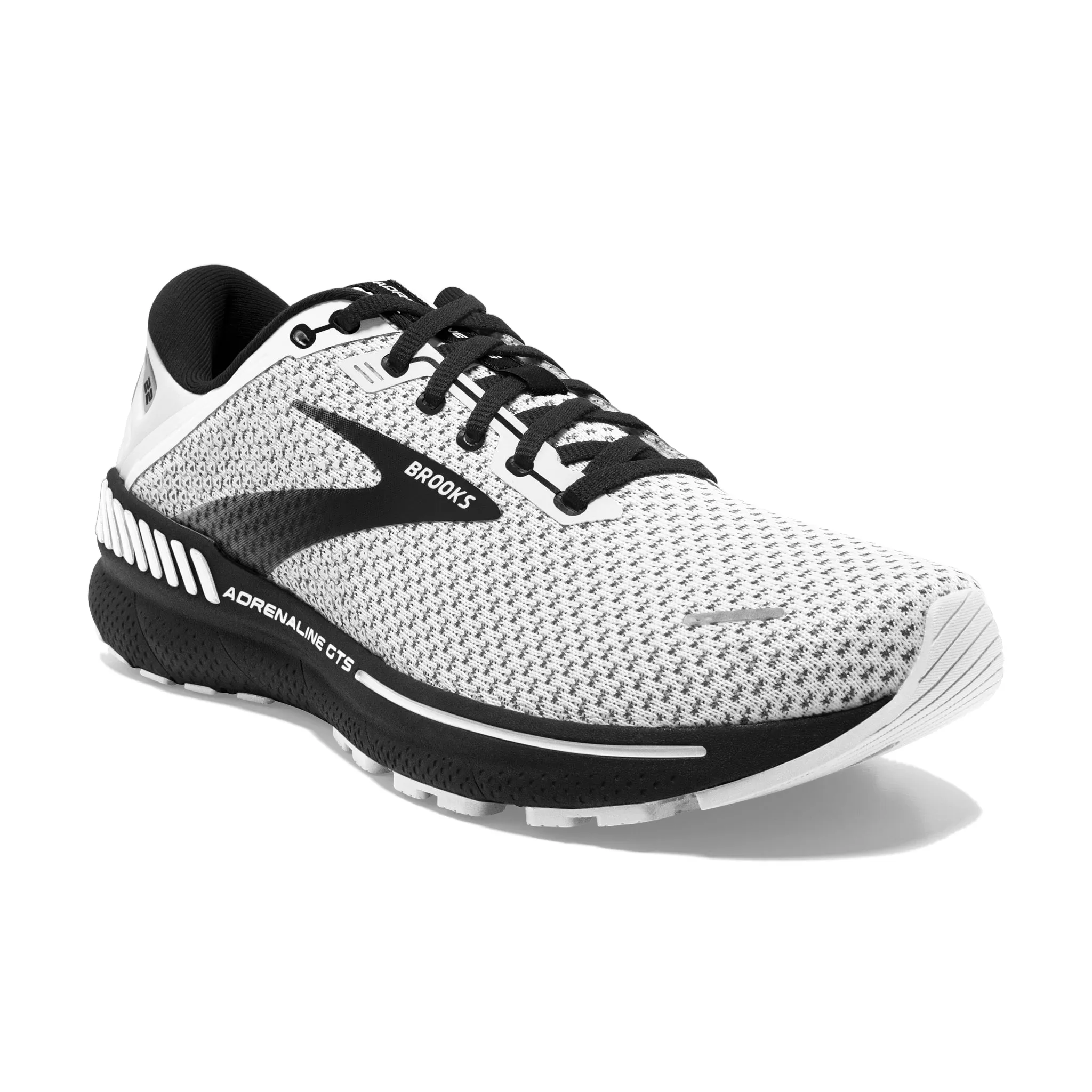 Brooks Men's 110366 135 Adrenaline GTS 22 White/Grey/Black Cushion Support Running Shoes