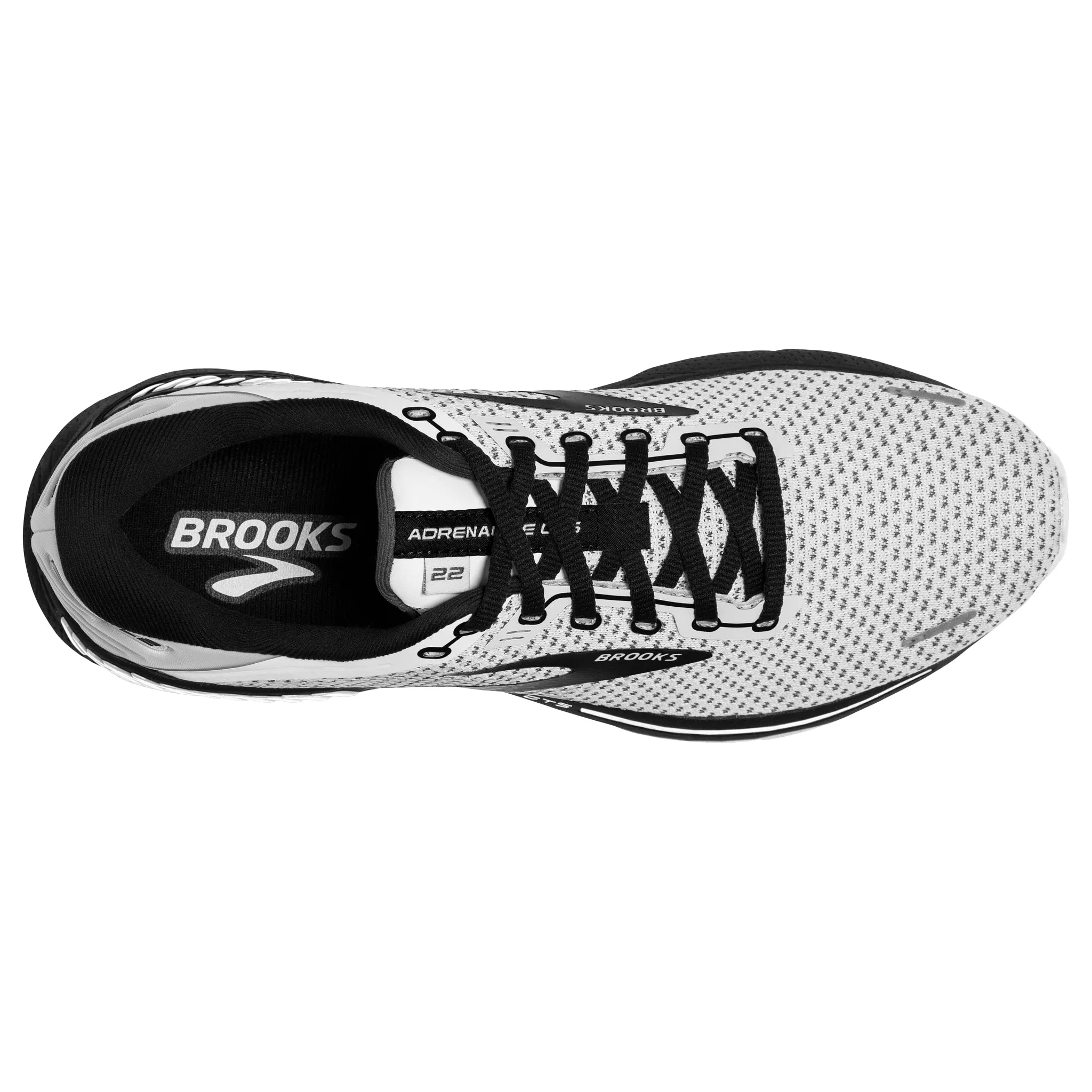 Brooks Men's 110366 135 Adrenaline GTS 22 White/Grey/Black Cushion Support Running Shoes