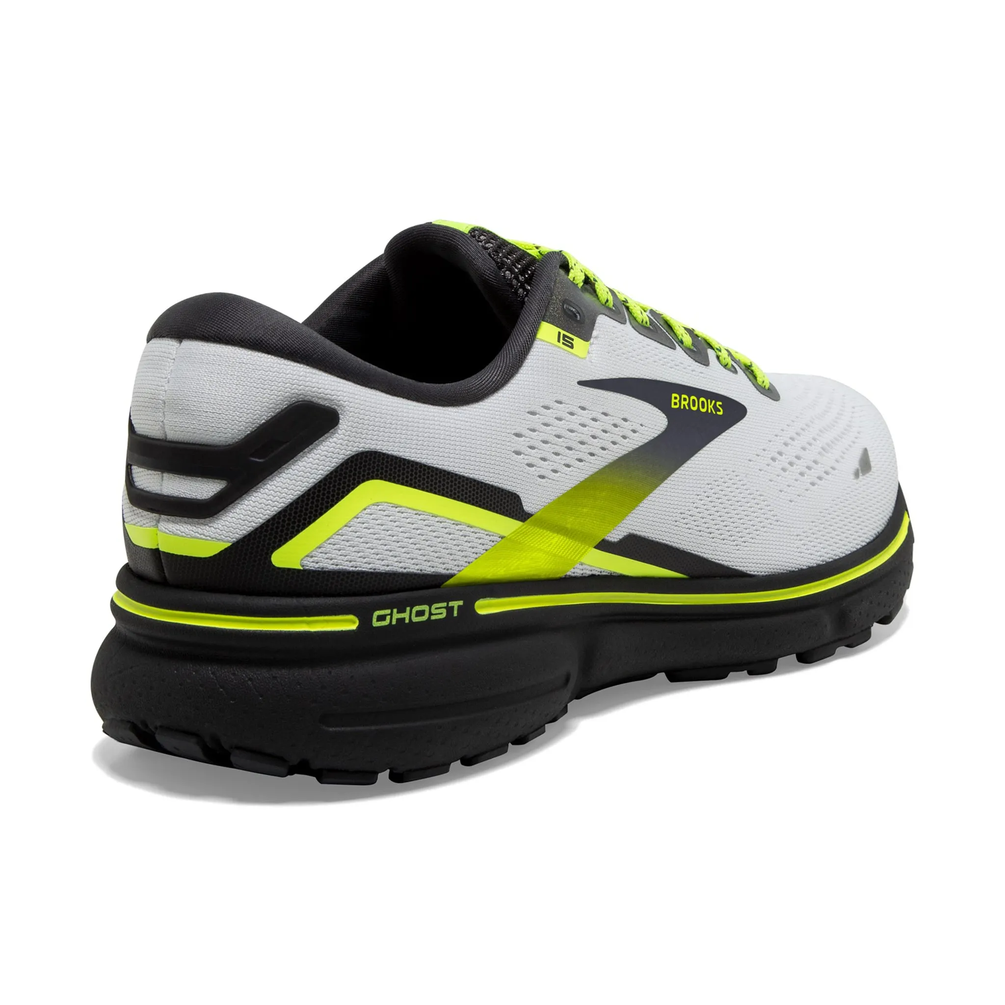 Brooks Women's 120380 125 Ghost 15 White Ebony Nightlife Cushion Neutral Running Shoes