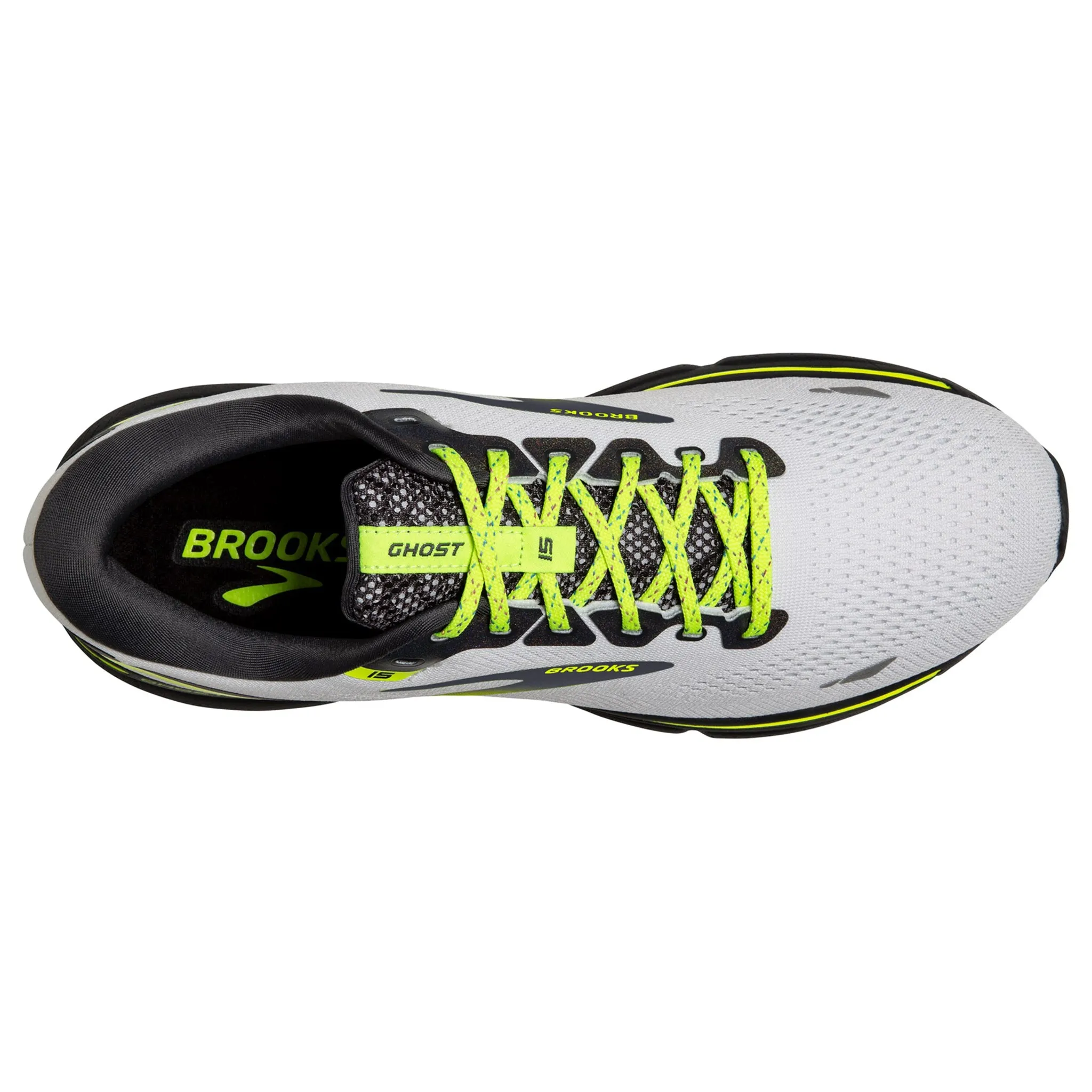 Brooks Women's 120380 125 Ghost 15 White Ebony Nightlife Cushion Neutral Running Shoes