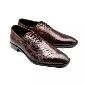 Brown Textured Executive Men Shoes