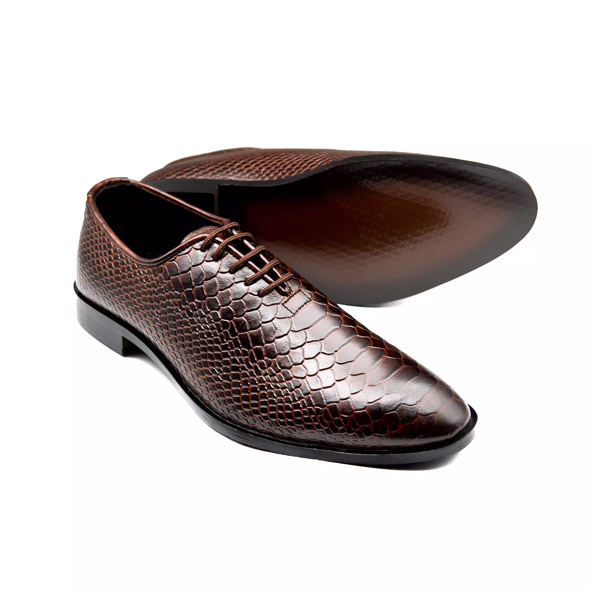 Brown Textured Executive Men Shoes