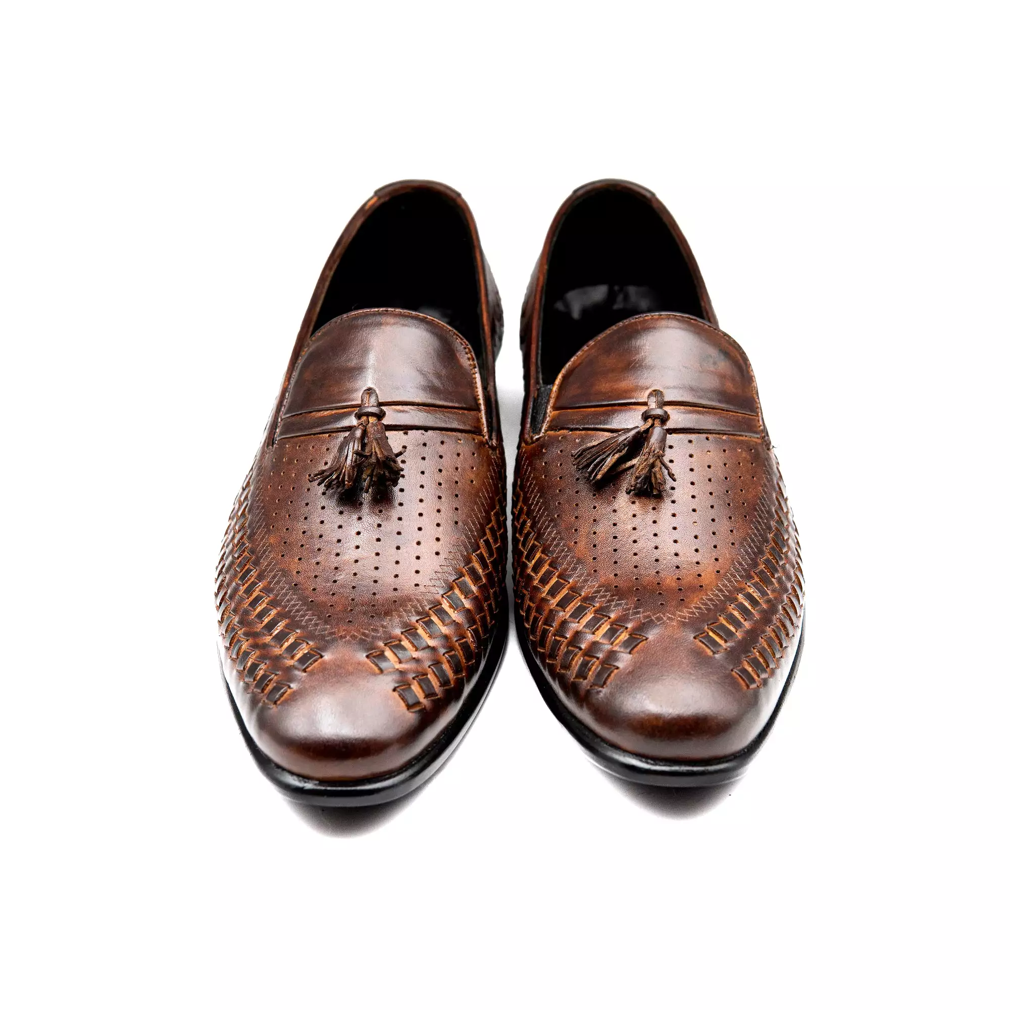 Brown Tussle Cross Engraved Executive Men Shoes