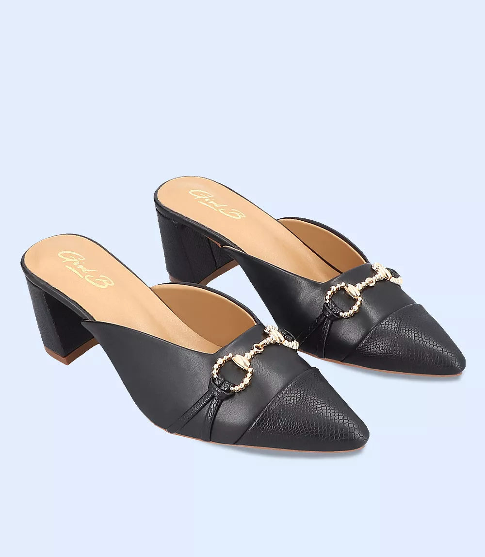 BW8169-BLACK-Women Casual Mules