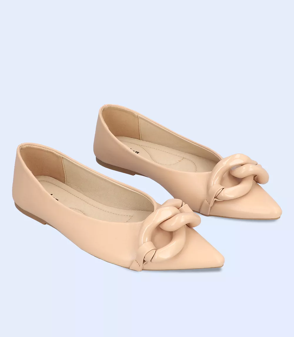 BW8476-BEIGE-Women Casual Pumps