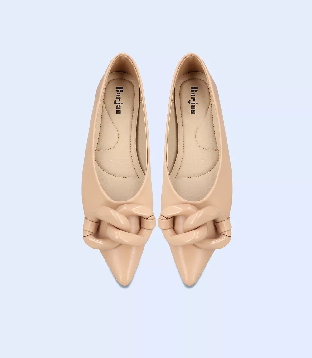 BW8476-BEIGE-Women Casual Pumps