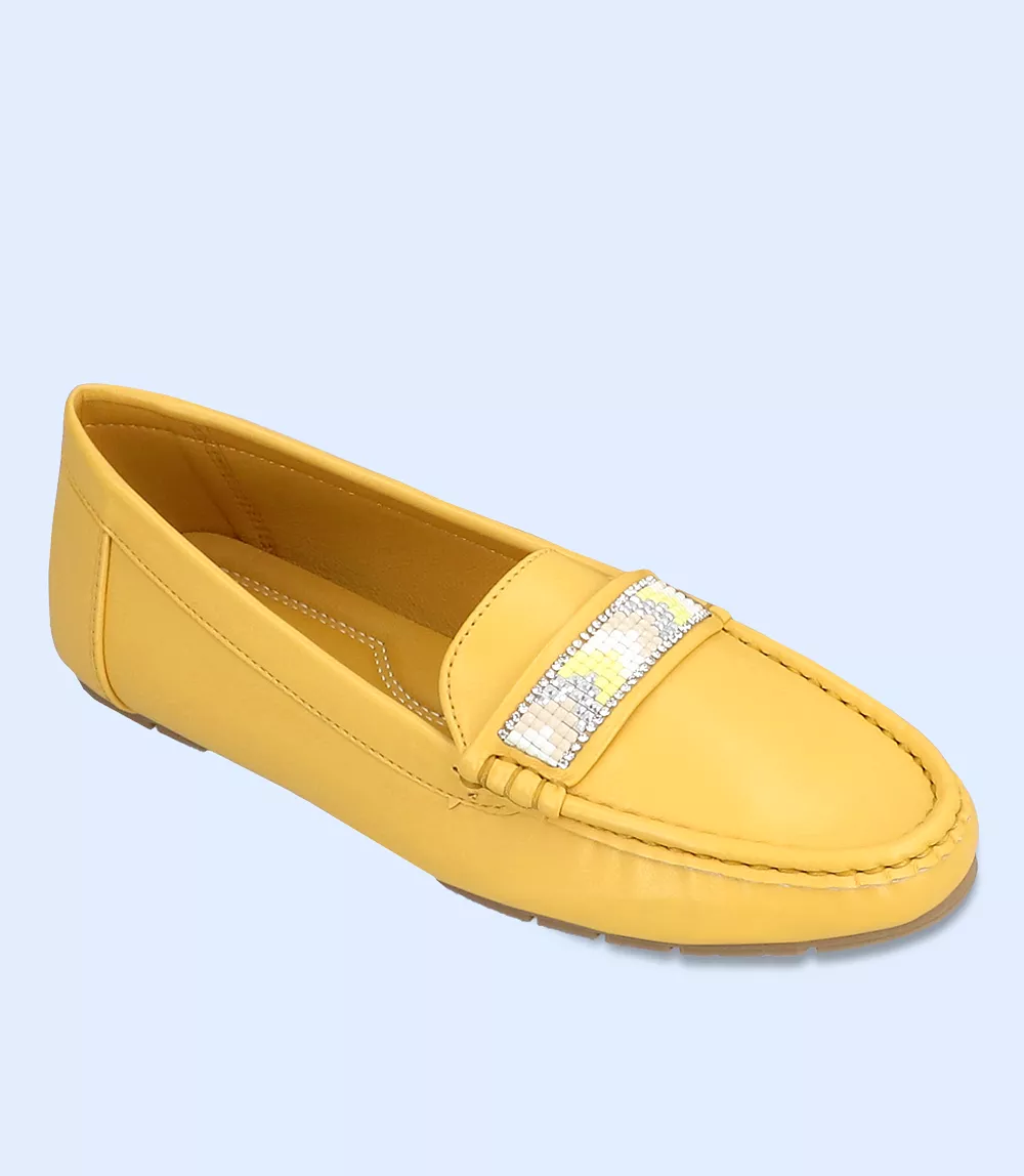 BW8493-MUSTARD-Women Comfort Moccasins