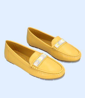 BW8493-MUSTARD-Women Comfort Moccasins