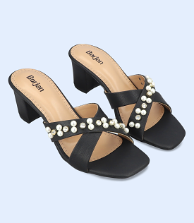 BW9350-BLACK-Women Slipper Heel