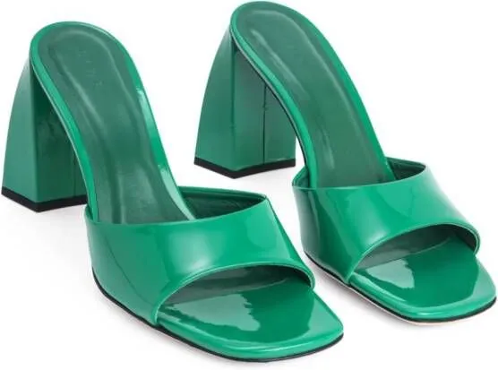 BY FAR 100mm Michele leather mules Green