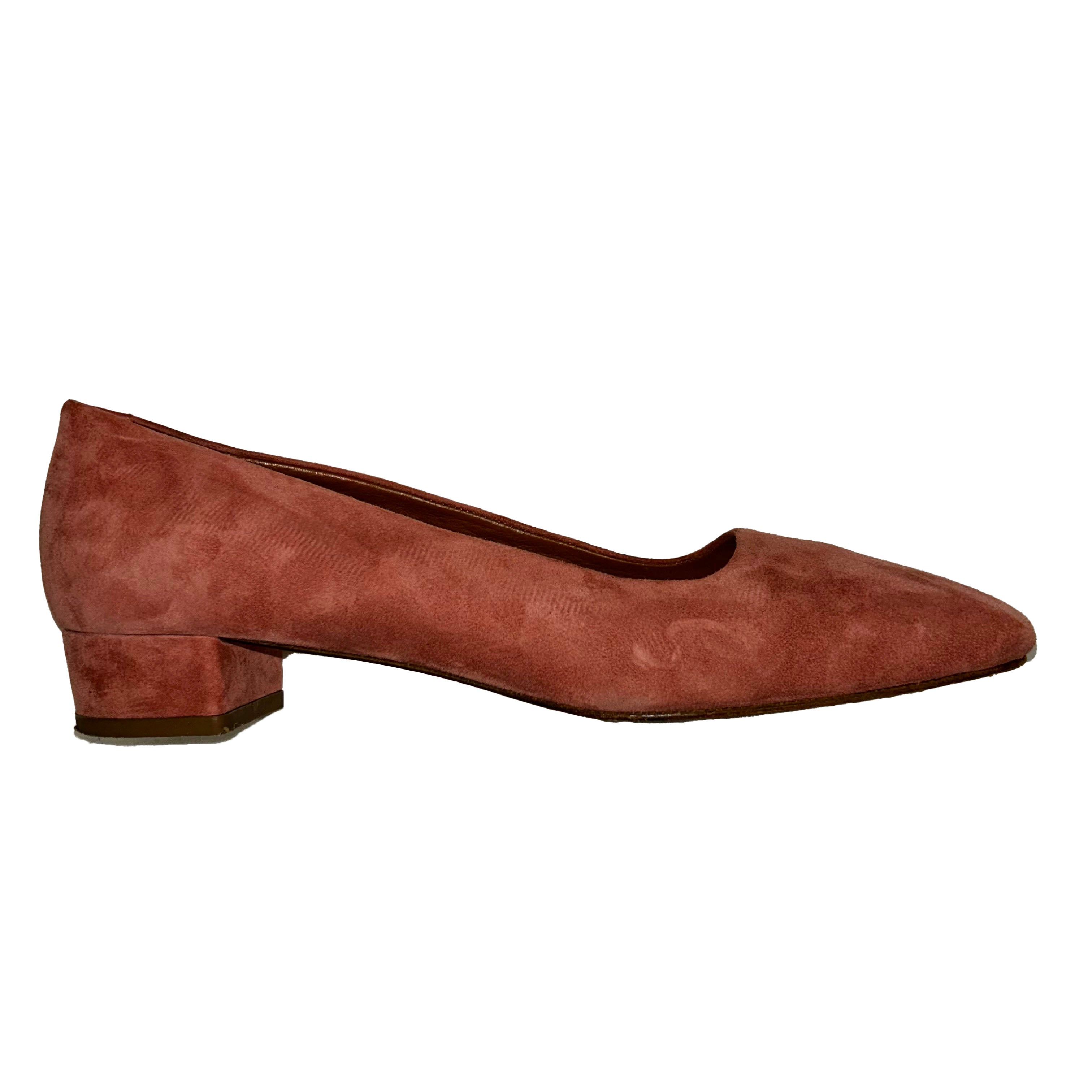 By Far 415 Rose Pink Suede Block Heel Pumps 37