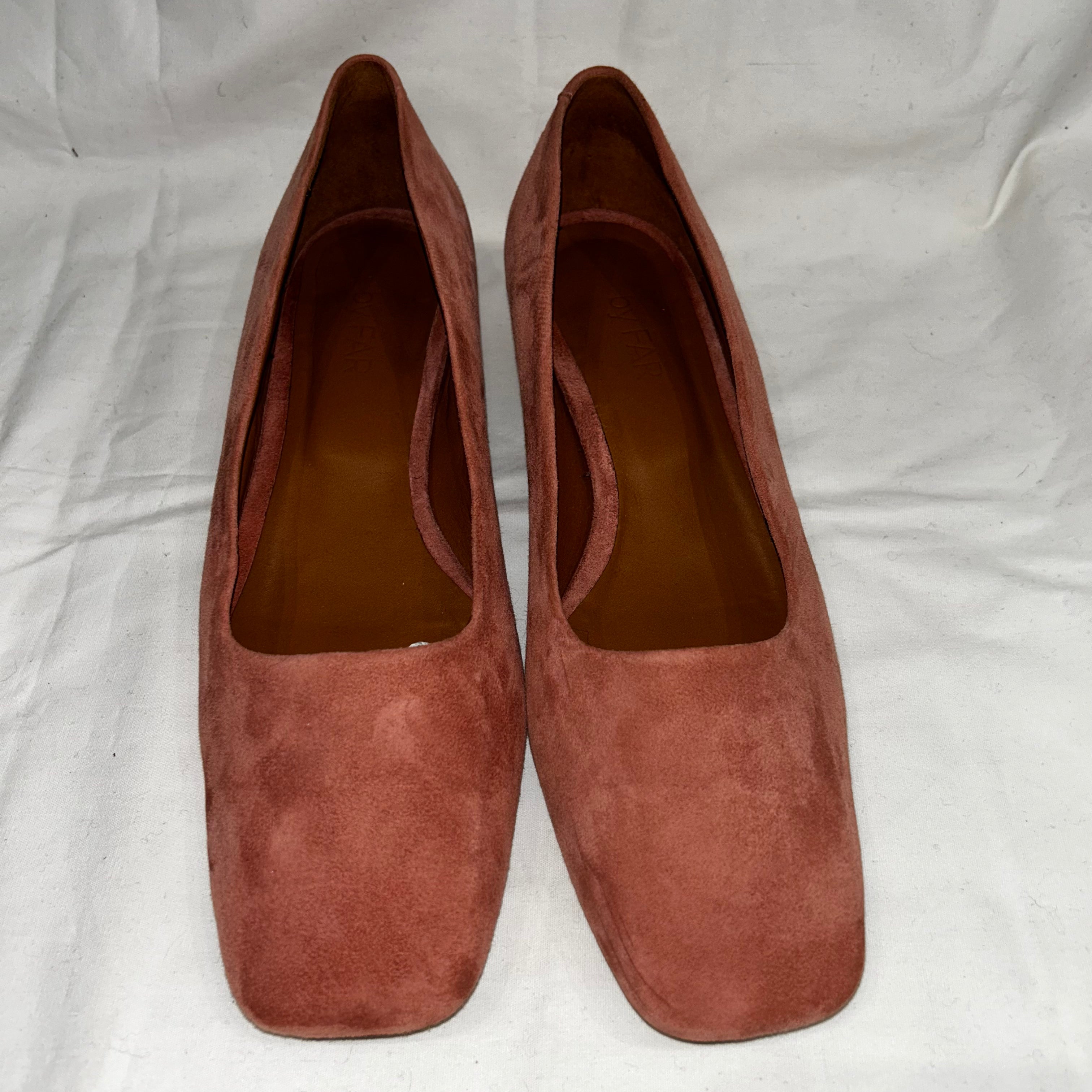 By Far 415 Rose Pink Suede Block Heel Pumps 37