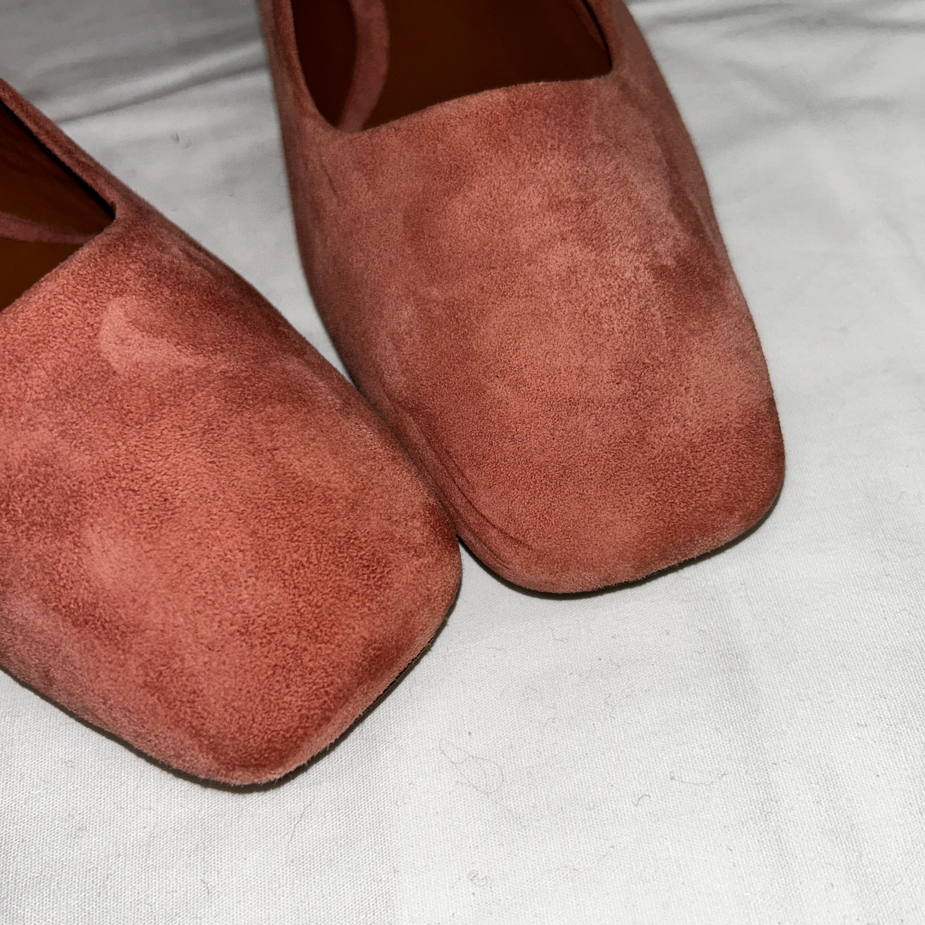 By Far 415 Rose Pink Suede Block Heel Pumps 37