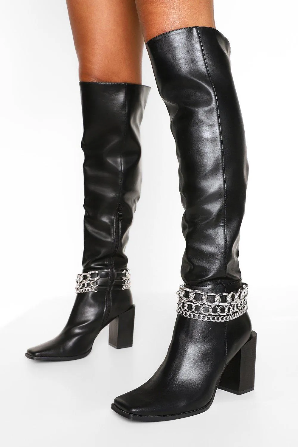 Chain Detail High Leg Boot