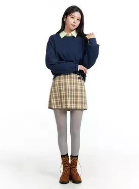 Checkered Buckle Mini Skirt OF415