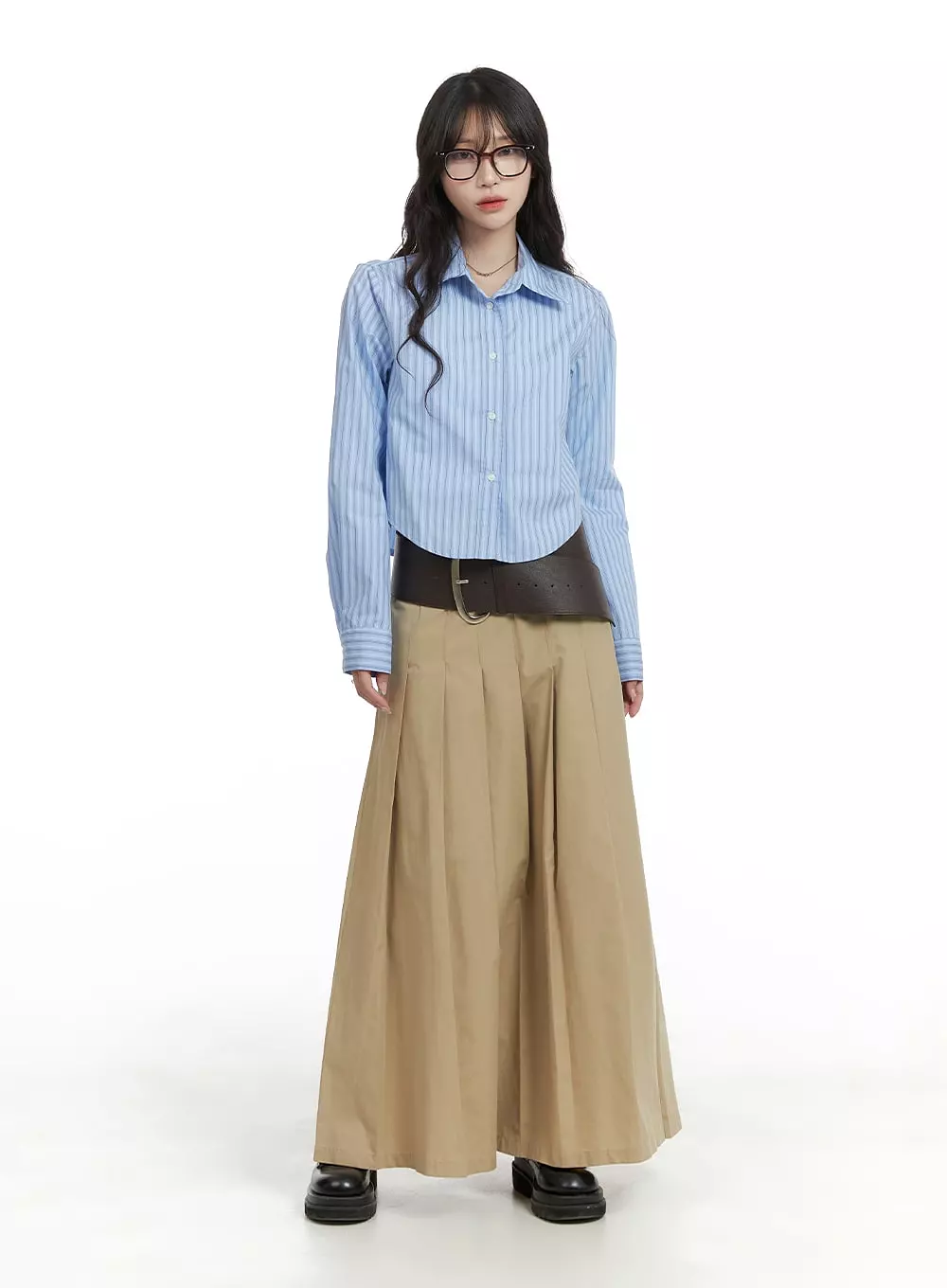 Cotton Pleated Maxi Skirt CA408