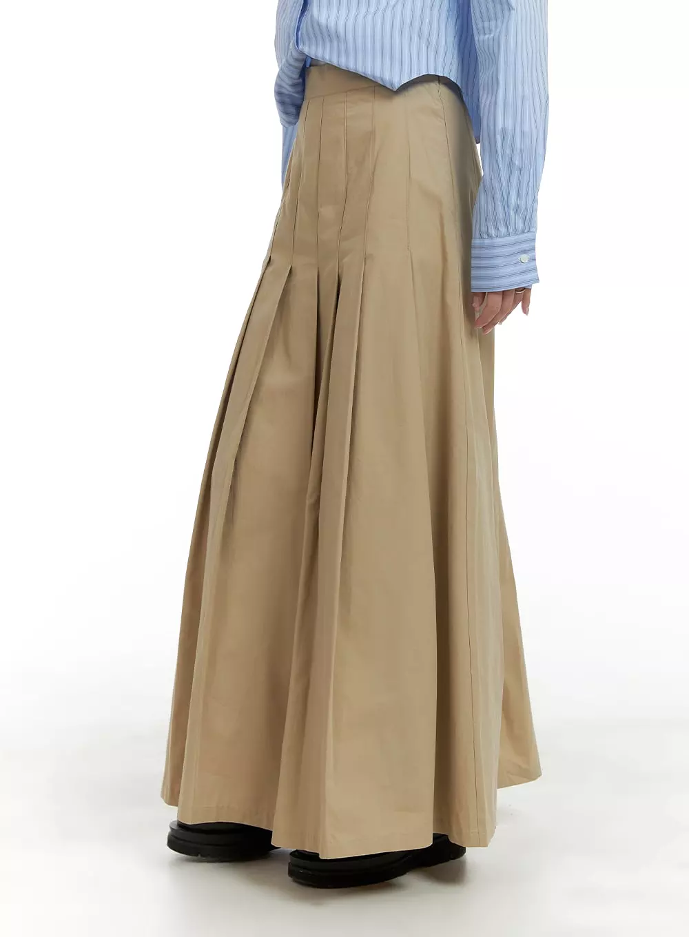 Cotton Pleated Maxi Skirt CA408