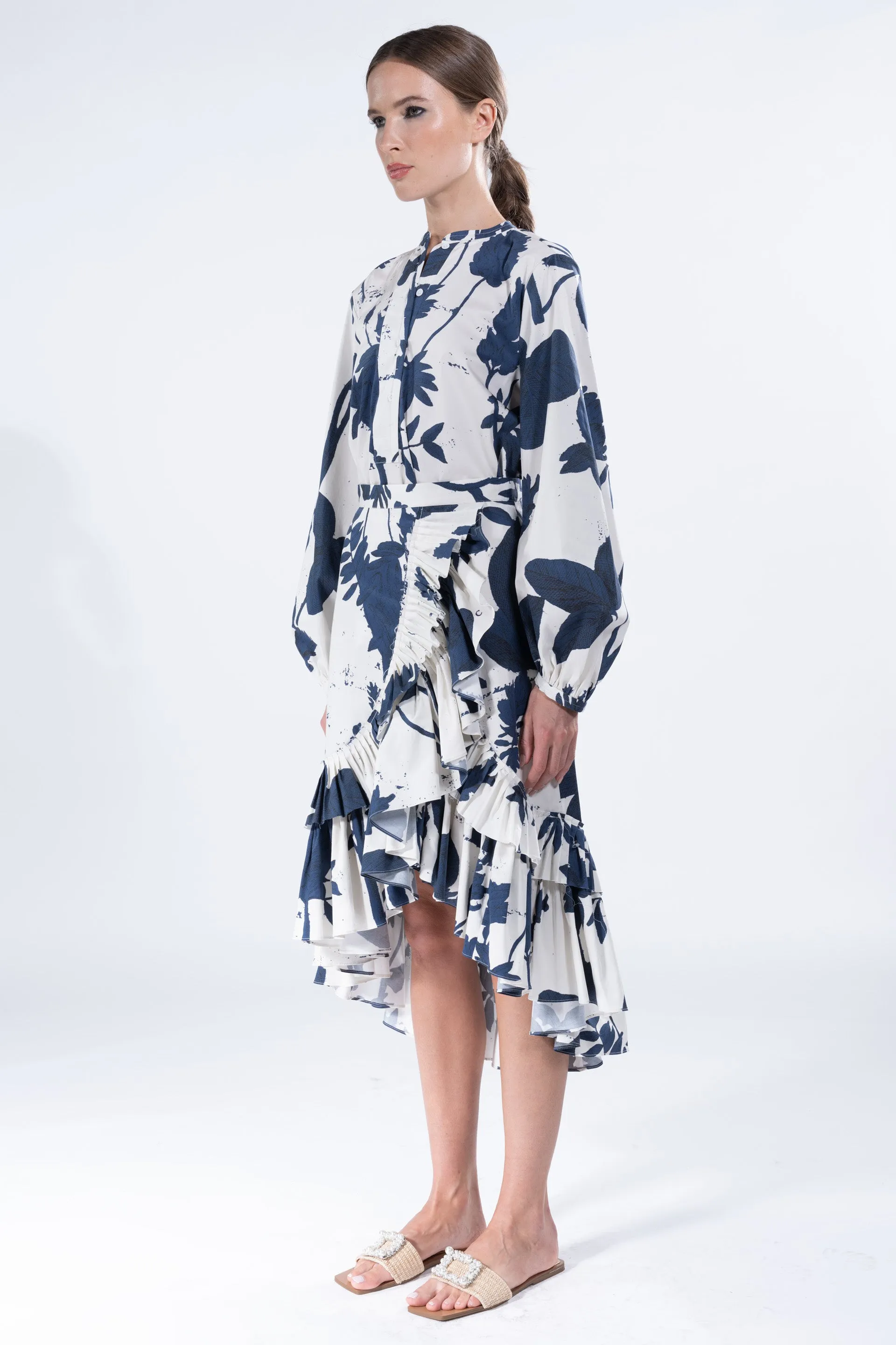 'CYANOTYPES' SUMMER RUFFLED SKIRT