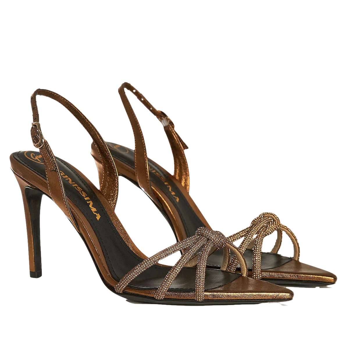 Daisy Antique Gold Crystals and Leather Sandals