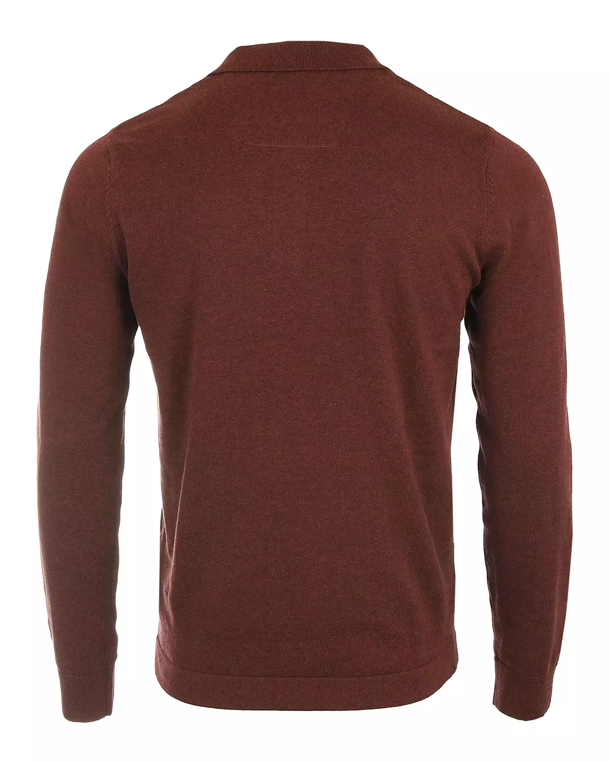 Dark Red Casual Polo Long Sleeve Pullover Button Knit Shirt