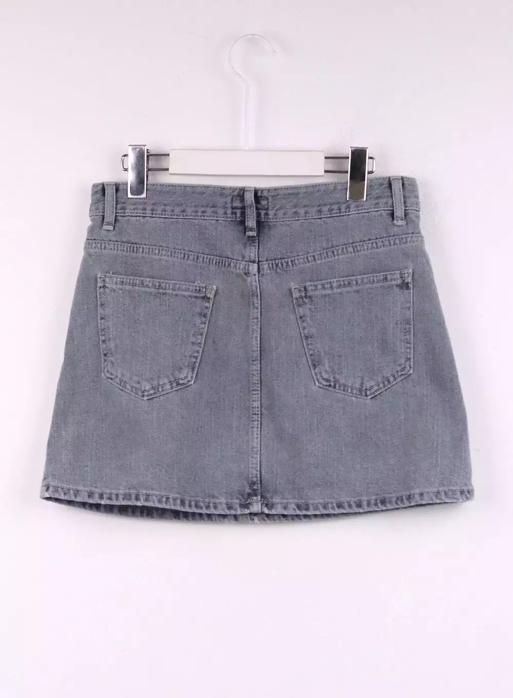 Denim Mid Waist Solid Skirt CJ429