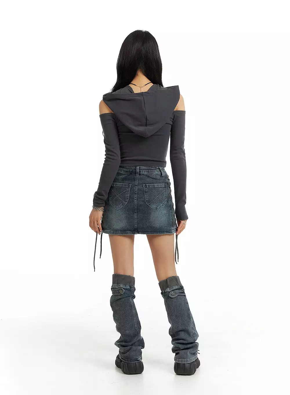 Denim Mini Skirt with Leg Warmers IM405