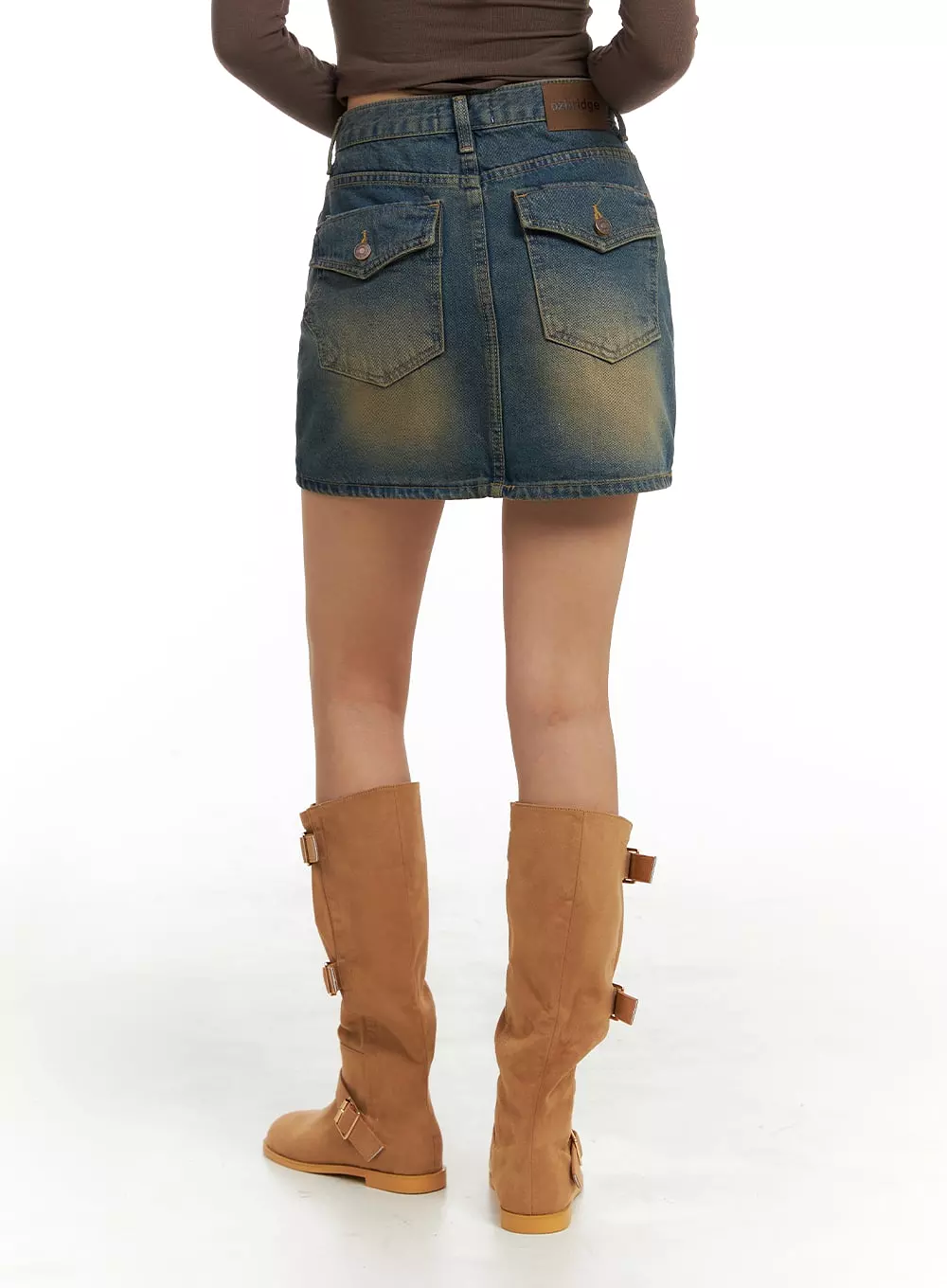 Denim Washed Mini Skirt IA417