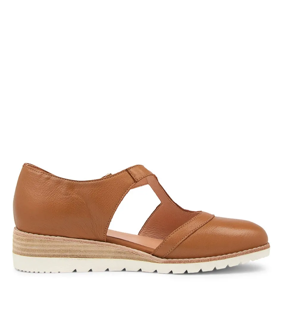 DIANA FERRARI Billsy Dk Tan Leather Wedges