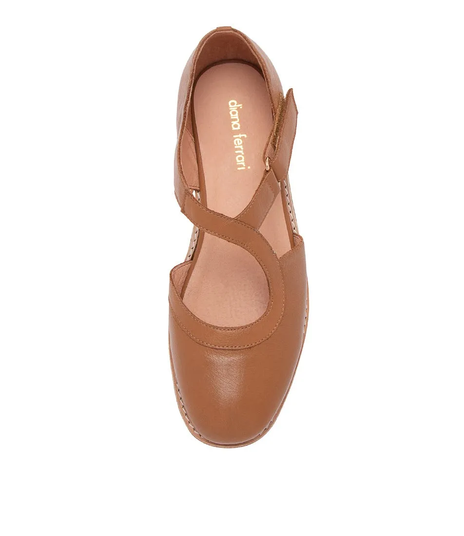 DIANA FERRARI Billsy Dk Tan Leather Wedges