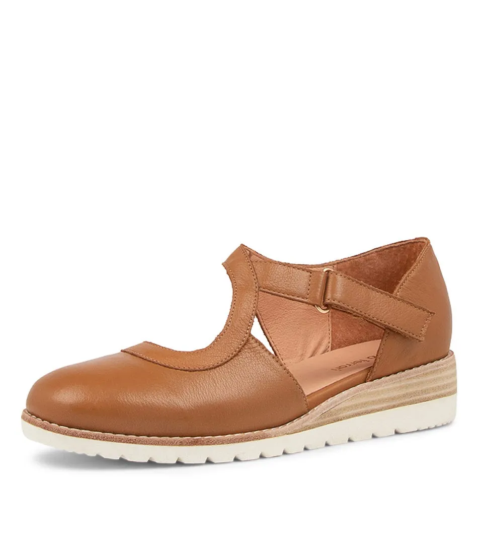 DIANA FERRARI Billsy Dk Tan Leather Wedges